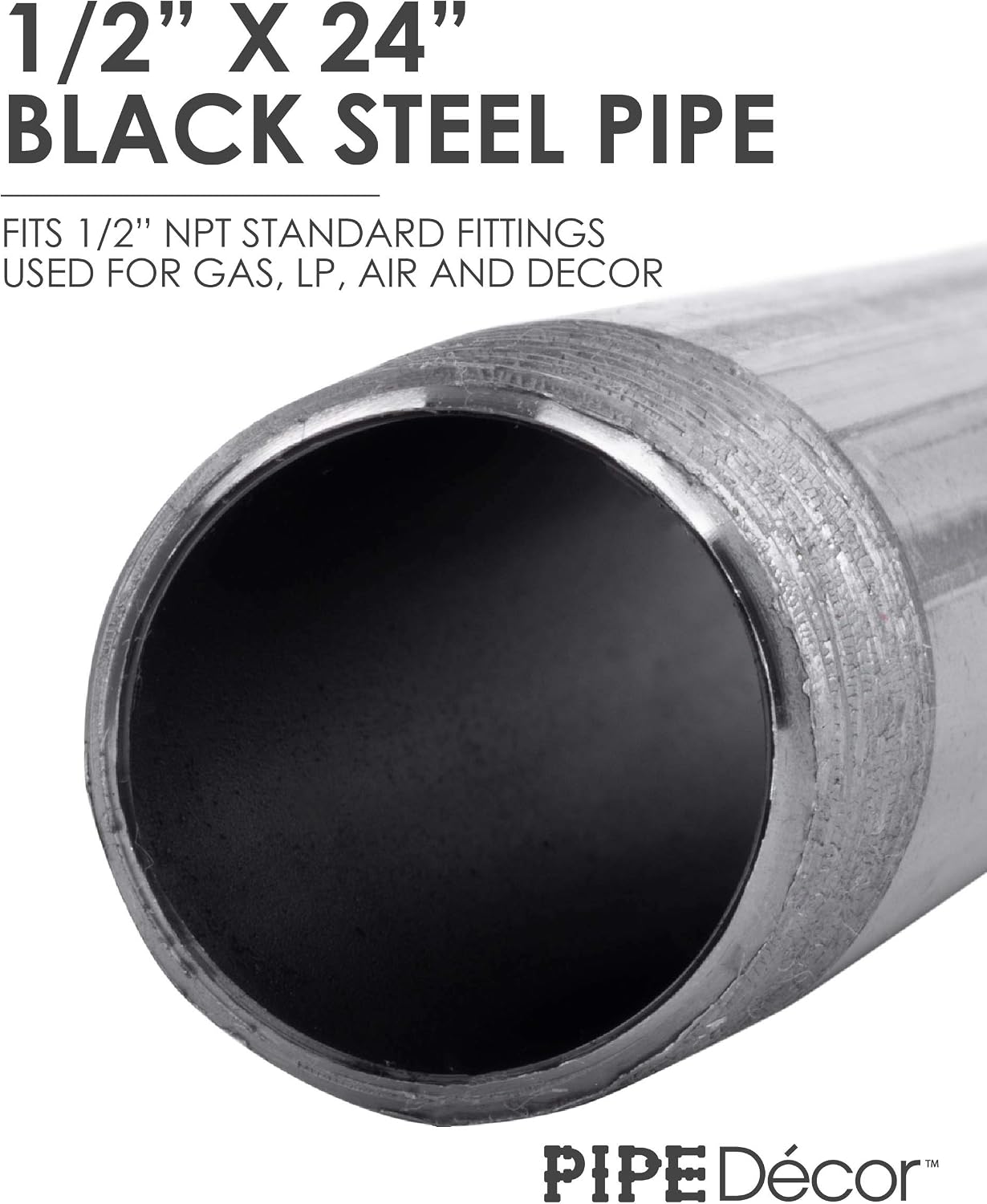 Get Discount Offer PIPE DÉCOR 1/2” x 24” Malleable Cast Iron Pipe, Pre Cut Connectors, Industrial Steel Grey Fits Standard Half Inch Black Threaded Pipes Nipples and Fittings, Build Vintage DIY Furniture, 6 Pack Amazon Crazy 🔥 Deals PIPE DÉCOR 1/2” x 24” Malleable Cast Iron Pipe, Pre Cut Connectors, Industrial Steel Grey Fits Standard Half Inch Black Threaded Pipes Nipples and Fittings, Build Vintage DIY Furniture, 6 Pack