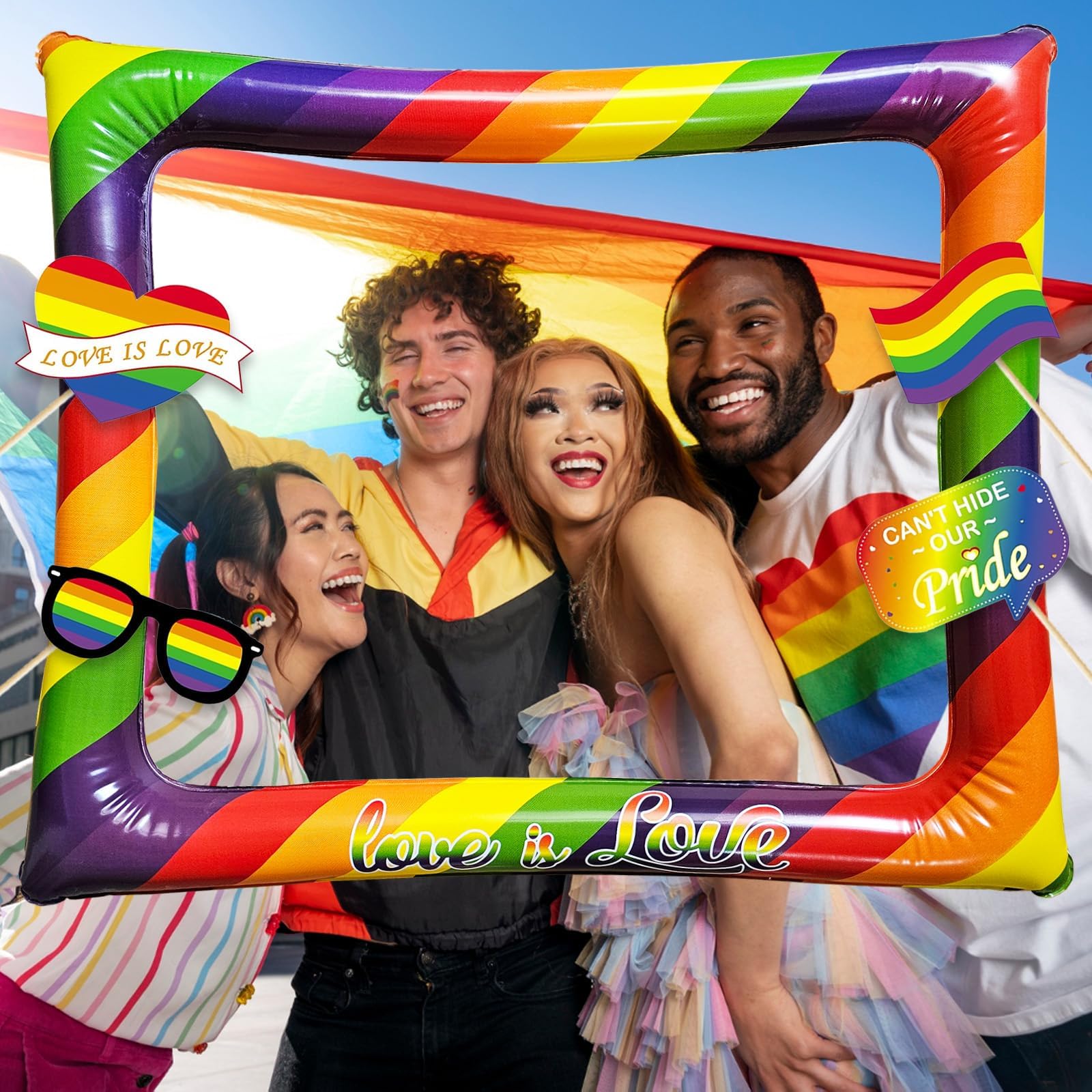 POPOYU 27 piezas de accesorios para cabina de fotos de fiesta de arco iris, kit de accesorios para cabina de fotos de fiesta de arco iris, accesorios de cabina de fotos para el día del orgullo gay