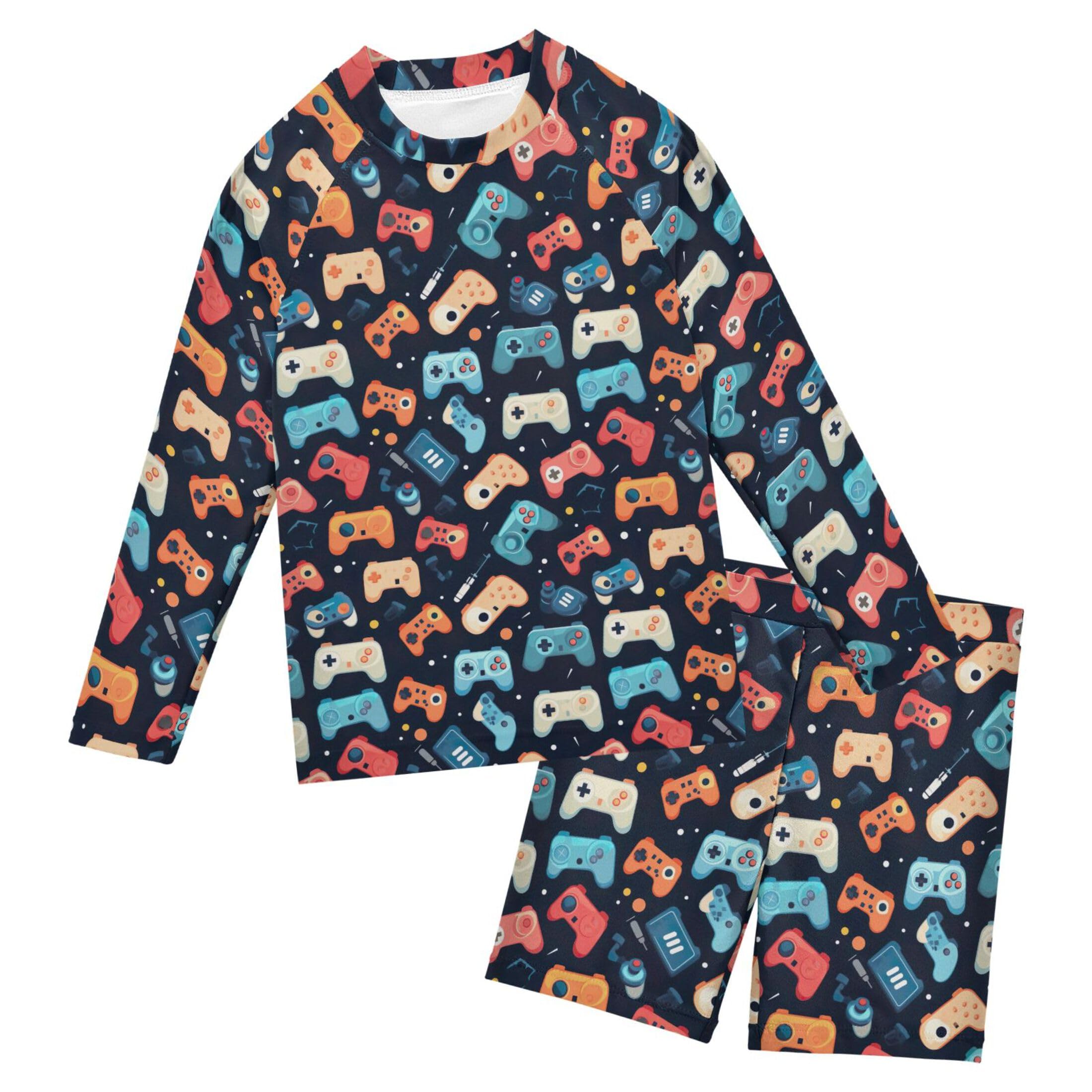 Game Console Toy Baby Boys' Toddler Long Sleeved Rashguard Swim Bathing Suit Set B0402734