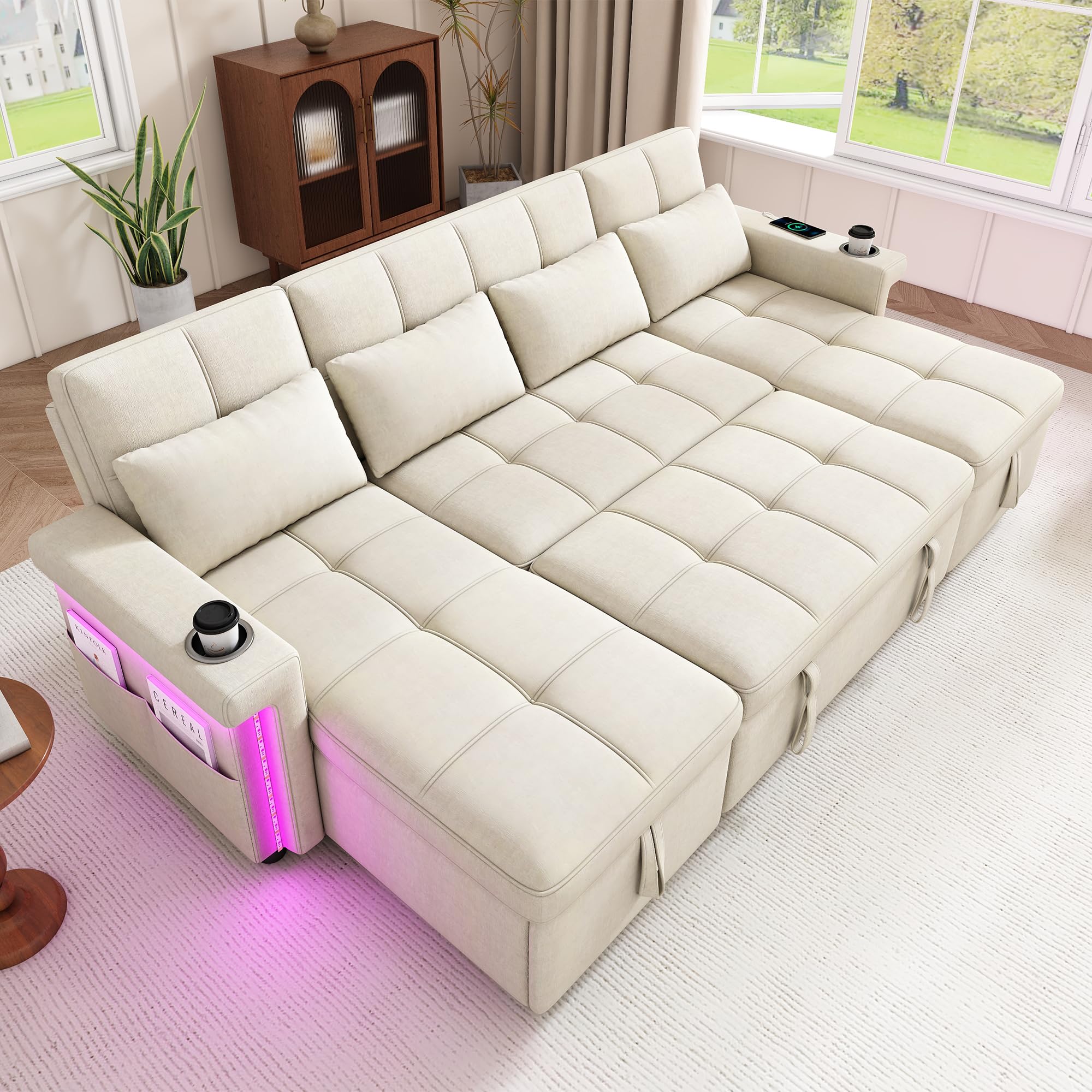 Divano ad angolo a forma di U, divano letto, 2 chaise longue