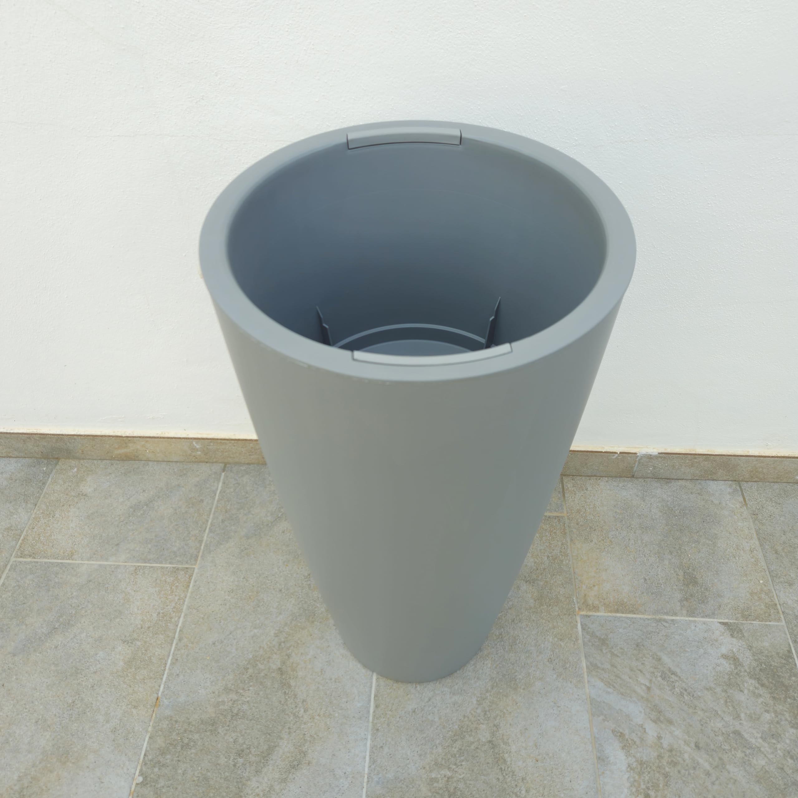 Nicoli VASO ALTO STYLE CM 36X70H INTERNO ESTERNO, SOTTOVASO ESTRAIBILE (cm 38x85, Grigio)