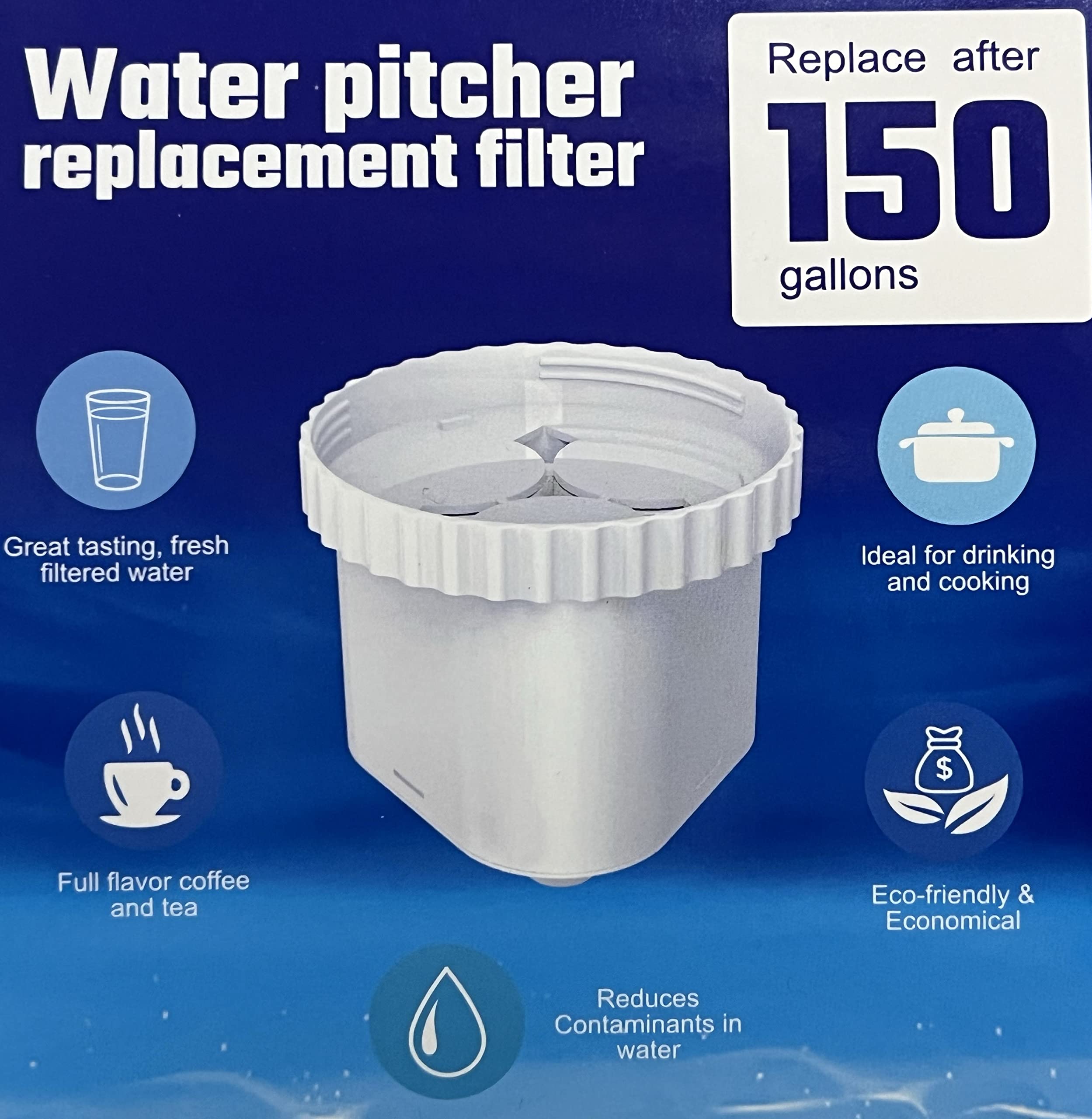 Nispira Recambios Dispensador de Agua, Repuesto de Filtro de Jarra de Agua para Epic Pure, Seychelle, Aquagear | Elimina Fluoruro, Cloro, Plomo, Olor y Más | 150 Galones 4 Paquetes