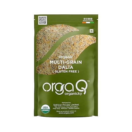 OrgaQ Organicky Organic Multi Grain Daliya (Gluten Free) High In Fiber And Protein - 500 Grams