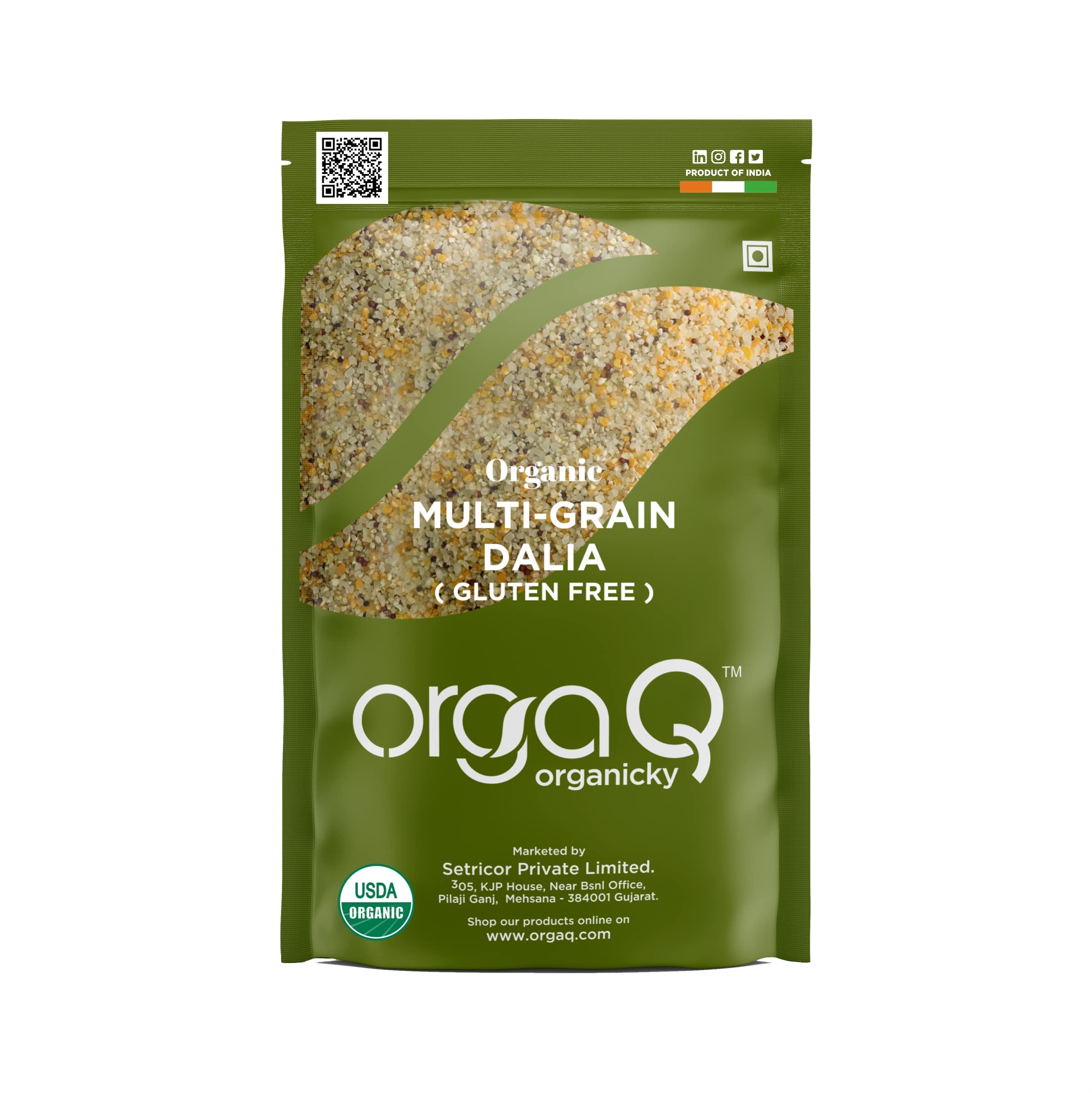 OrgaQ Organicky Organic Multi Grain Daliya (Gluten Free) High In Fiber And Protein - 500 Grams (B086GW41BS) Amazon Price History, Amazon Price Tracker
