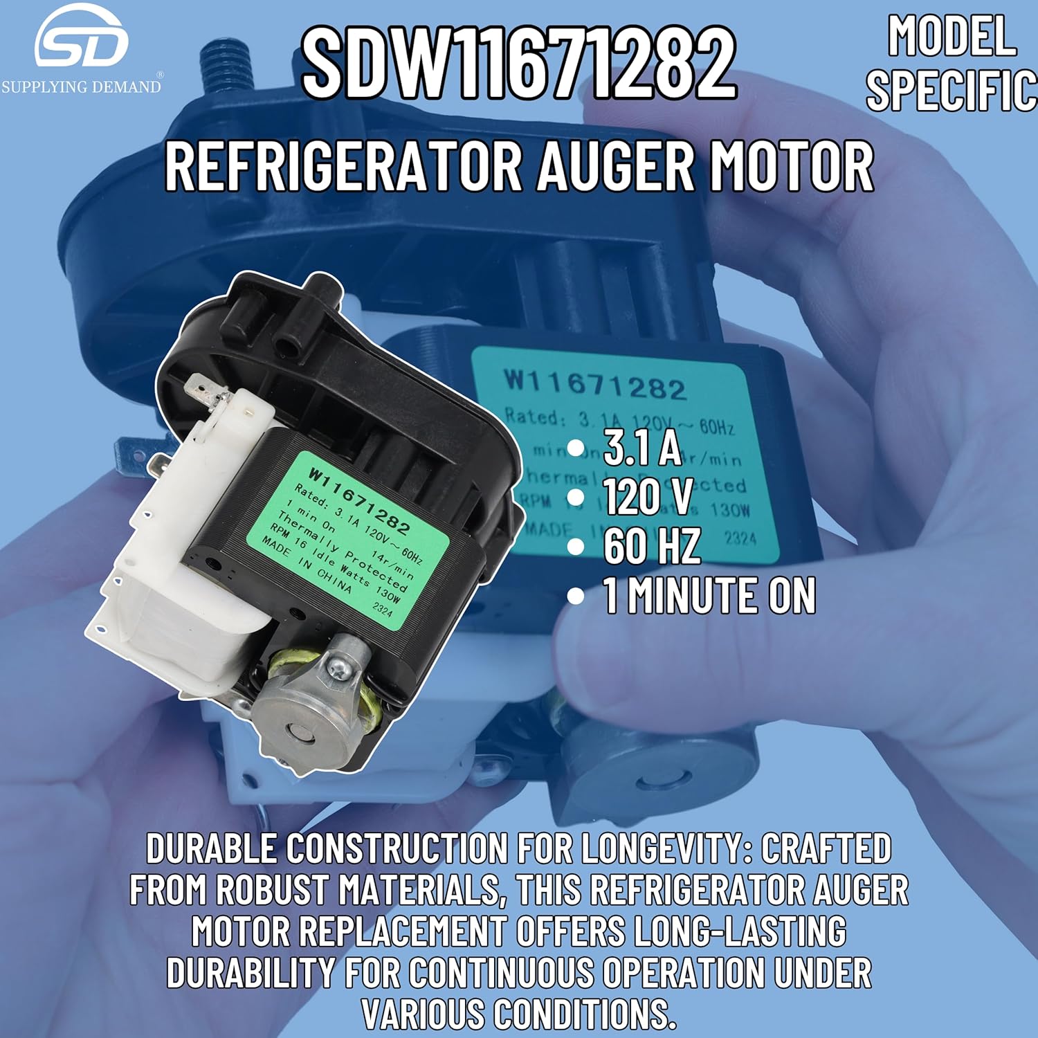 Supplying Demand W11671282 Refrigerator Auger Motor - Replaces W10309868, W11310391