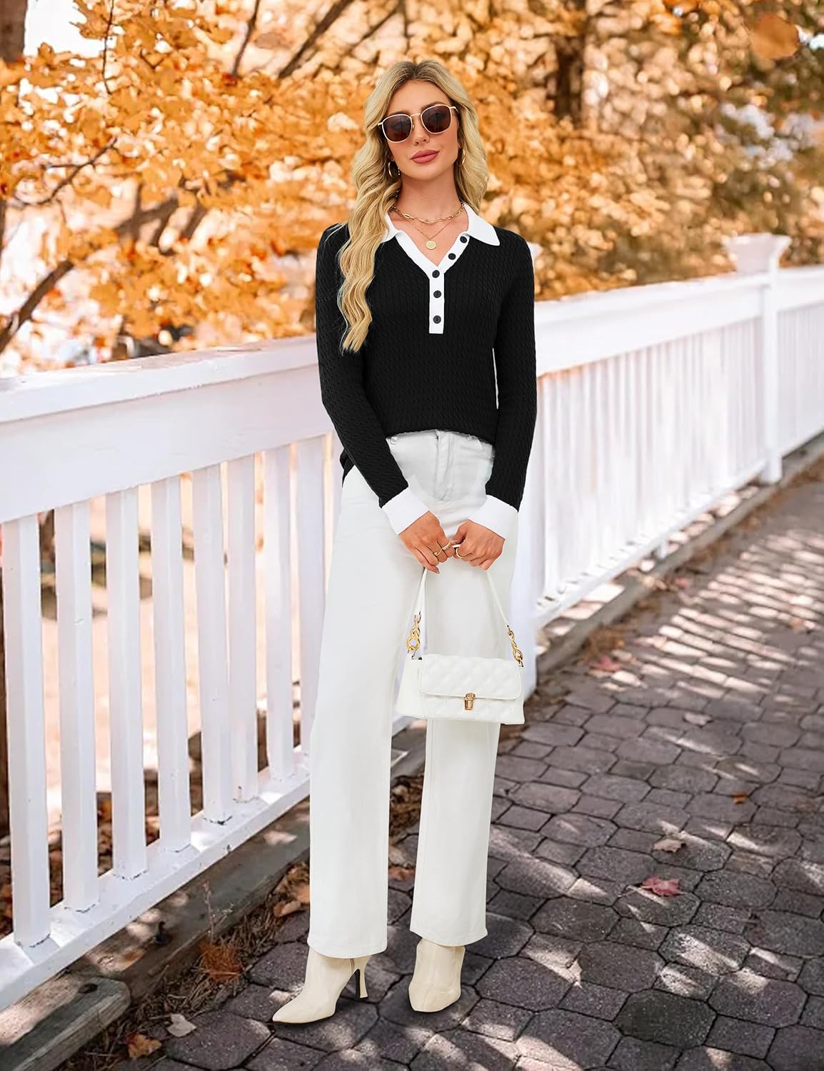 Blooming Jelly Women's Cable Knit Sweater Long Sleeve Pullover Tops 2025 Fall Fashion Trendy Old Money Clothes - Image 8