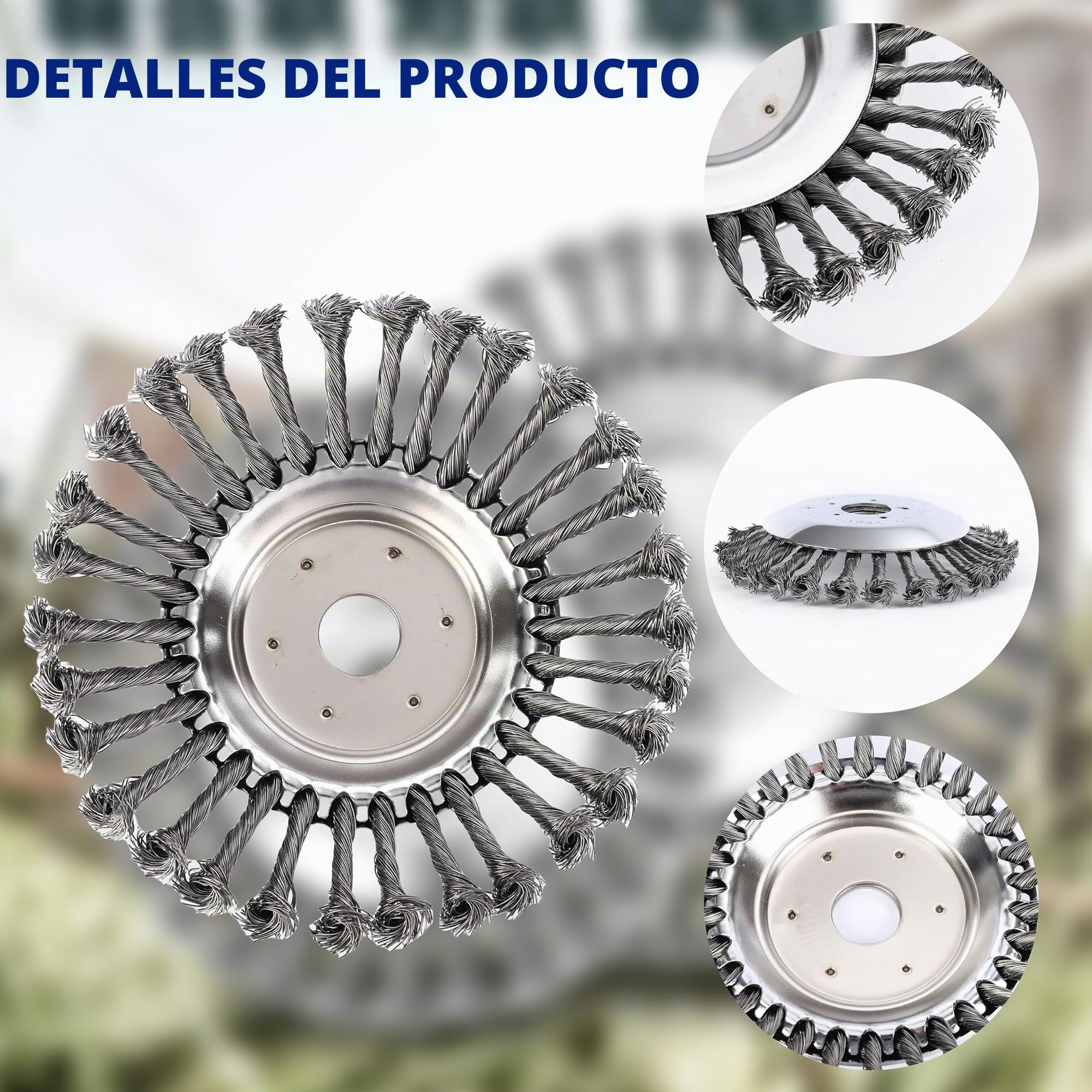 Desbrozadora Profesional con Cepillo de Acero para Malas Hierbas y Hierbas Silvestres, 200 x 25,4 mm, para Juntas - Redondo