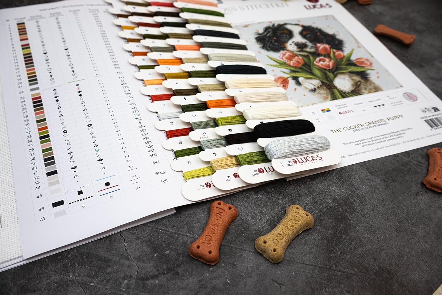 Luca-S Cross Stitch Kit, Counted Cross Stitch for Adults, Embroidery Kit The Cocker Spaniel Puppy, BU5067