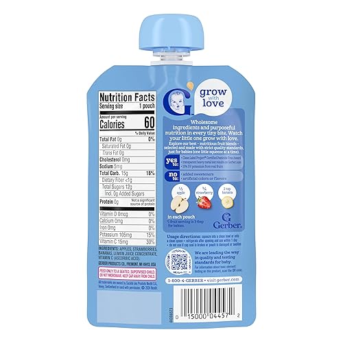 Miniatura 3 de Gerber Bolsas de comida para bebés 2 alimento para Sitter WonderFoods plátano de fresa y manzana 35 onzas paquete de 12