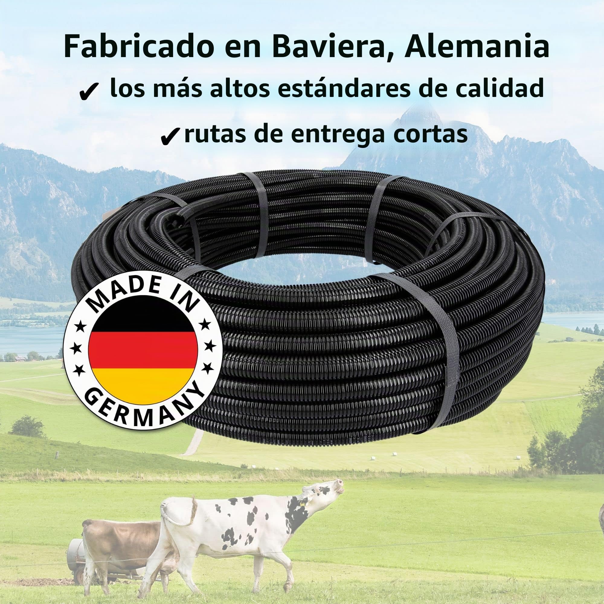 Kalitec - Tubo Corrugado Ranurado NW 4,5 I (10 m), Manguera Abierta, Protector de Martas, Vacío, Protección de Cable AD 7,1 mm, ID 5,0 mm