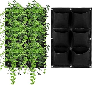 KISSTAKER Vertical Garden Planter, 2PCS 6 Pockets Hanging Flower Herbs Vegetables Felt Fabric Bags On Wall-Indoor Outdoor ...