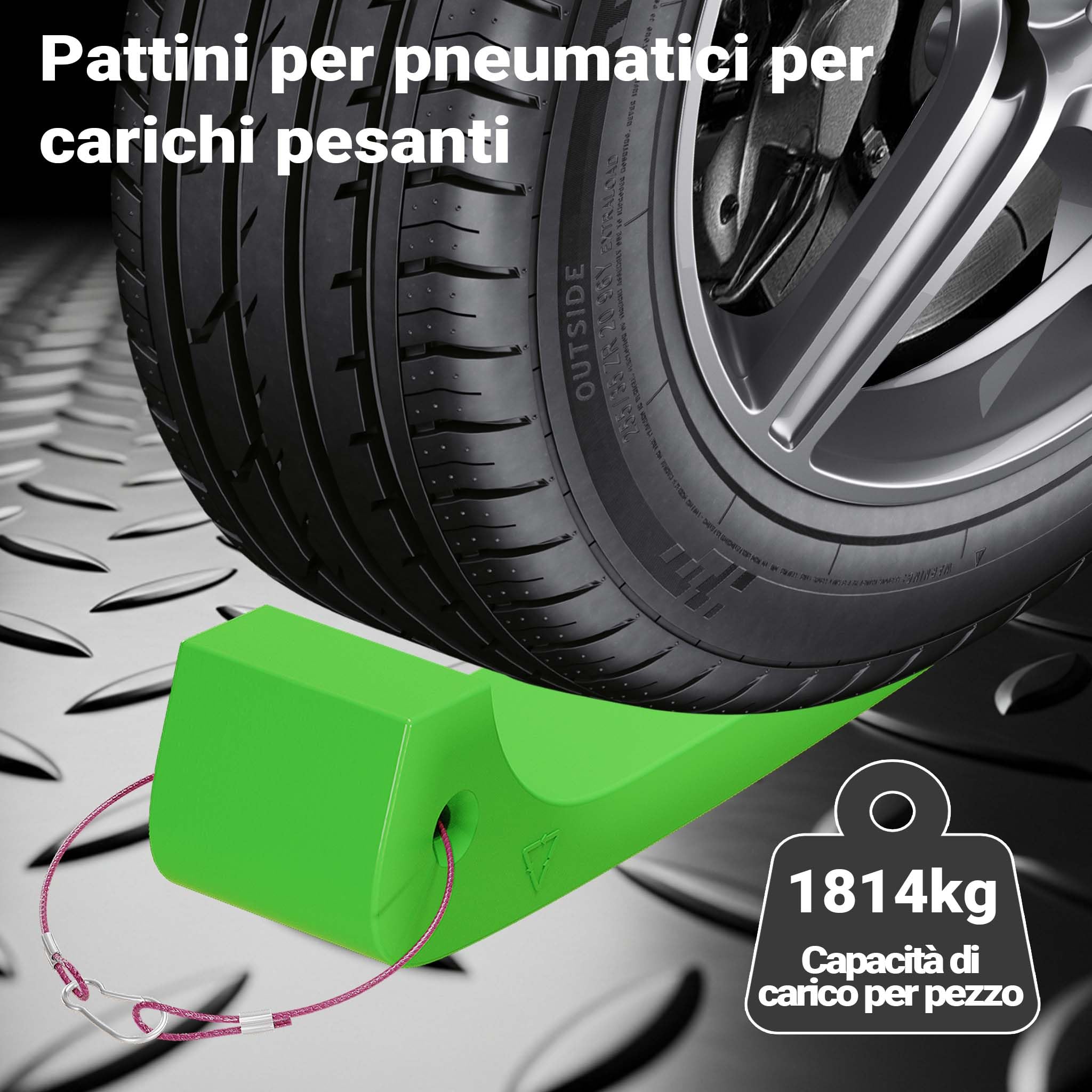 Wiltec Set di 4 cunei fermaruota, ausilio di carico per servizi di soccorso stradale e trasporto auto, max 1814 kg per cuneo, in HDPE, per carri attrezzi, bisarche, rampe di carico