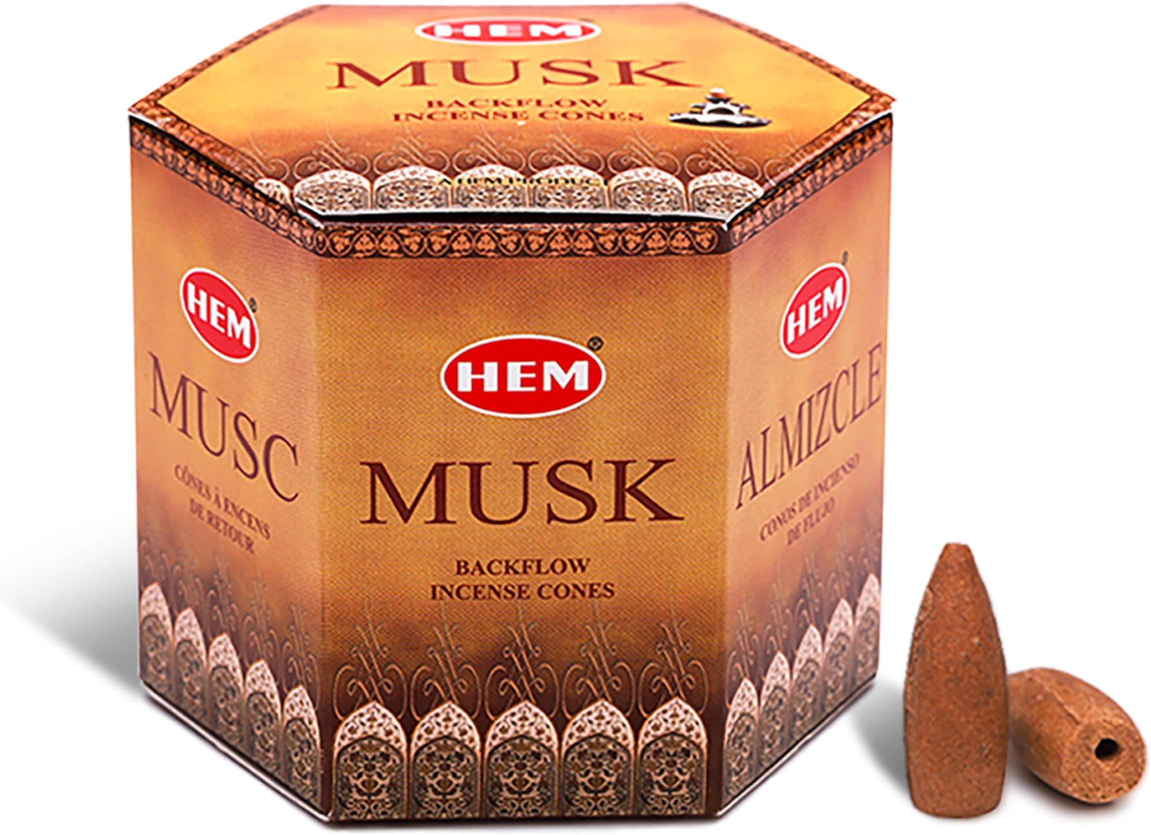 Musk Backflow Brown Incense Cones | Long Lasting Aroma for Positivity & Pure Air | Wood Powder | Aromatherapy for Stress Relief, Air Purifier & Cleansing | Gift Set - Pack of 40 Cones