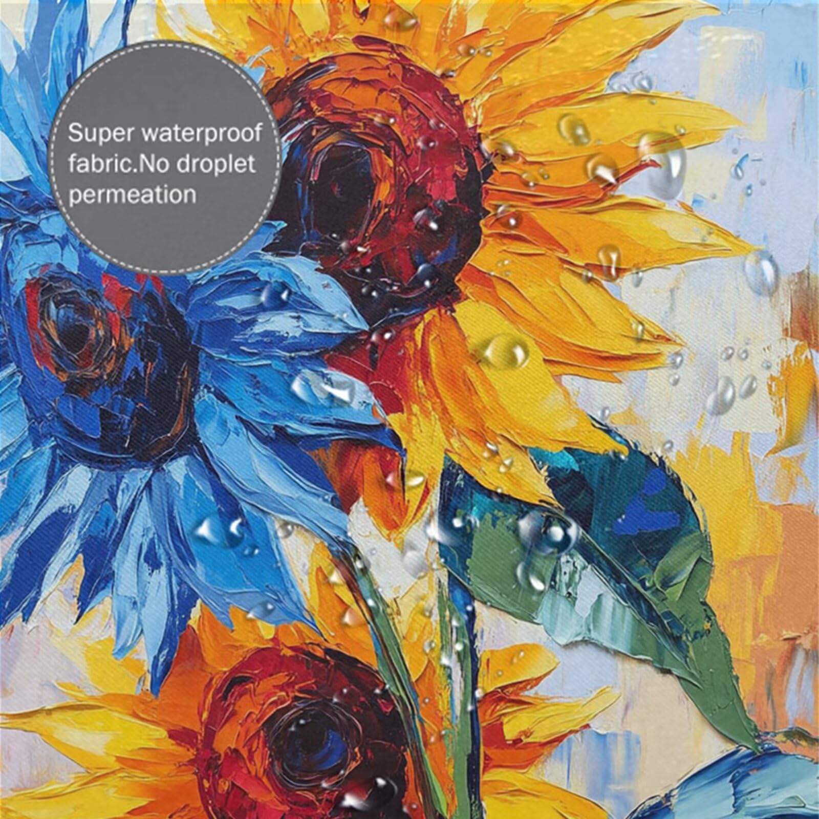 Zasłona prysznicowa ze słonecznikiem, bardzo długa, 240 x 200 cm, do łazienki, żółta, wodoodporna, z haczykami i obciążonym obszyciem, nadaje się do prania, szybkoschnąca, na wszystkie pory roku