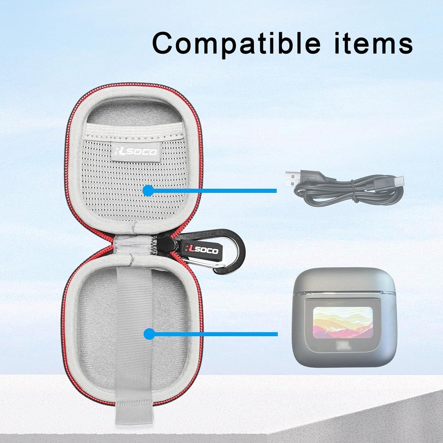 RLSOCO Hard Case for JBL Tour Pro 2/Tour Pro 3 True Wireless Noise Cancelling Earbuds - Black (Case Only) - Image 4