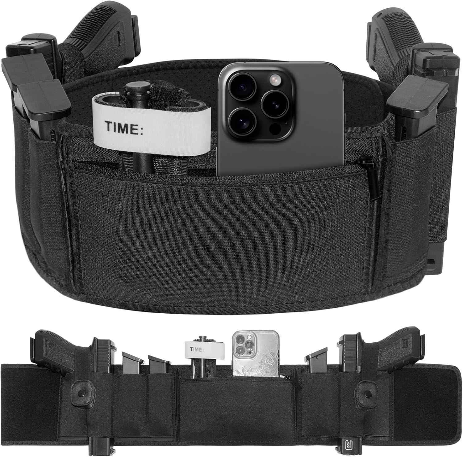 Belly Band Holster Ambidextrous, Unisex Belly Band Holster, Belly Holster for Concealed Carry, Fits with Most Pistols and Revolvers Including Glock 17-43X, Taurus, Ruger LCP, S&W M&P