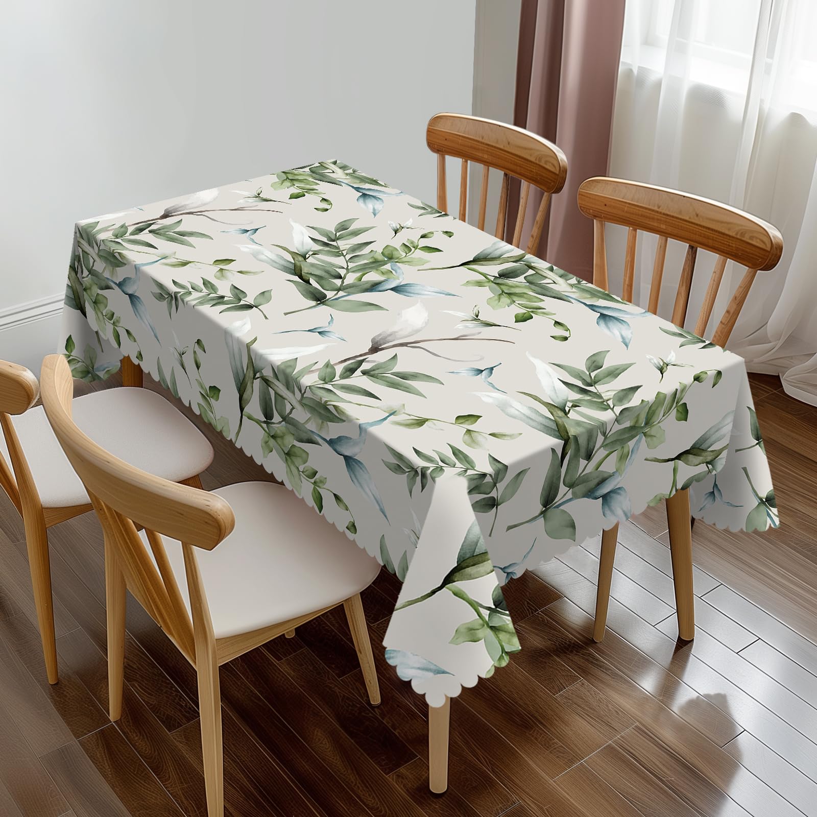 XLIANBIN Luxury Watercolor Leaves Rectangle Tablecloth Green Leaf Summer Plant Table Cloth Dining Table Cover for Home Kitchen Restaurant Party Buffet Picnic 54 x 72 Inch