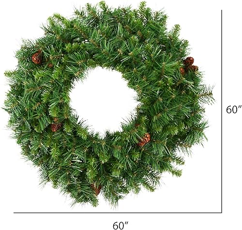 Vista 26 de Corona de pino Cheyenne de 24" Vickerman con 50 luces LED color blanco cálido, Sin iluminar, 36" Verde pino