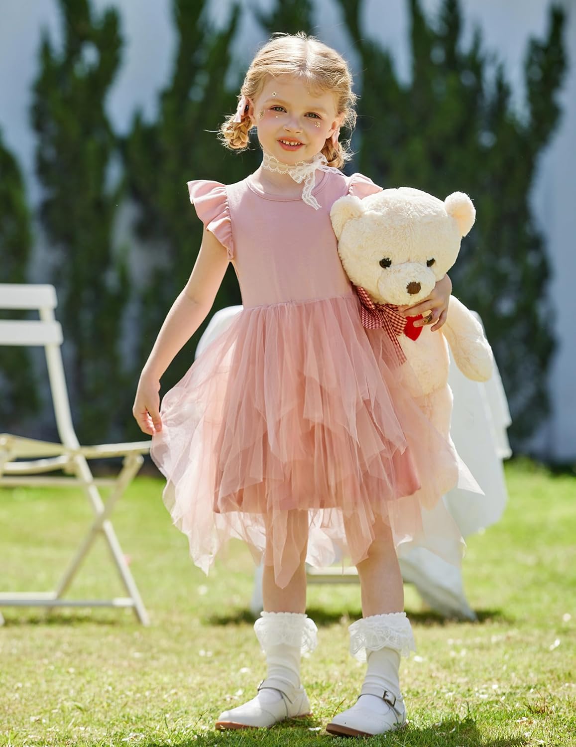 Arshiner Toddler Girls Tutu Dress Summer Irregular Hem Tulle Formal Party Dresses - Image 4