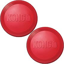 KONG Flyer - Durable Dog Toy for Outdoor Playtime - Natural Rubber Flying Disc, Dog Toy for Fetch - Safer Disc for Healthy Activity - for Small Dogs (Pack of 2)