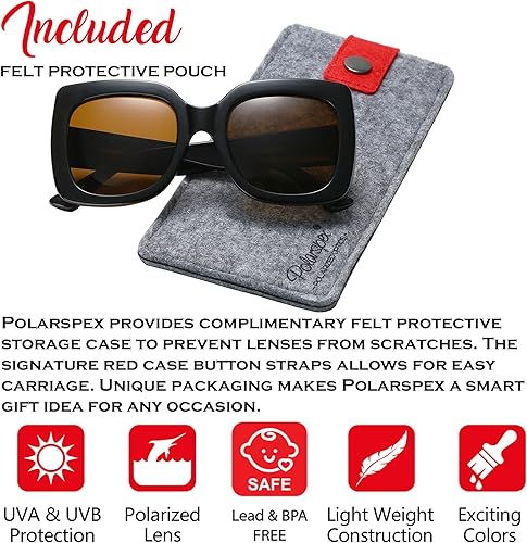 Miniatura 2 de PolarSpex Gafas de sol polarizadas cuadradas elásticas de gran tamaño para niñas, sin BPA