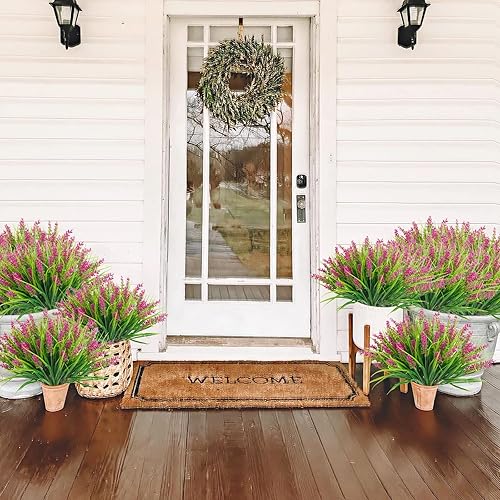 Miniatura 2 de Agusbagli 24 Bundles Artificial Grass Fake Plants, Outdoor Fake Monkey Grass Greenery UV Resistant Faux Plastic Shrubs Arrangement for Patio Garden