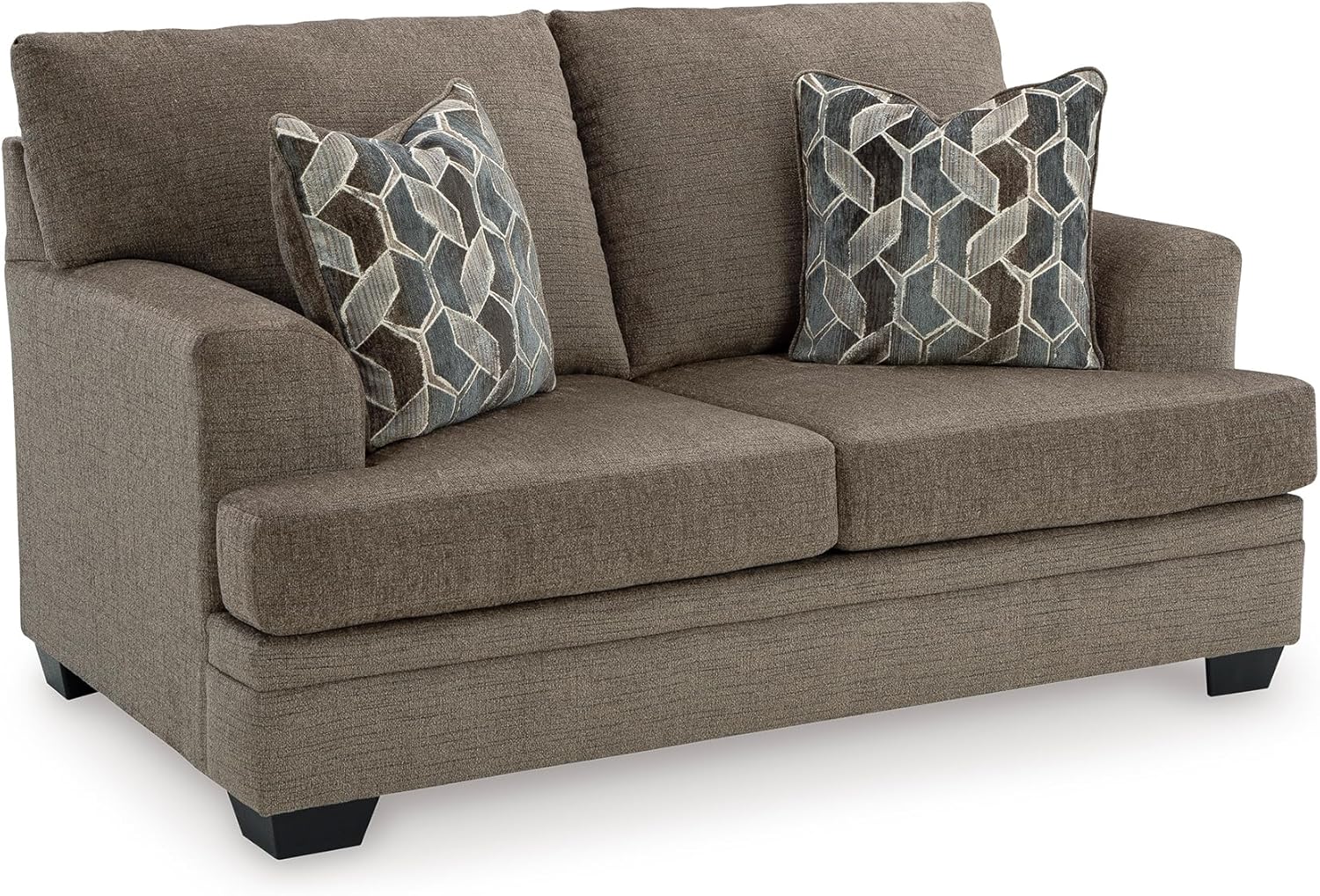 Signature Design by Ashley Stonemeade Casual Loveseat with 2 Toss Pillows, Dark Brown