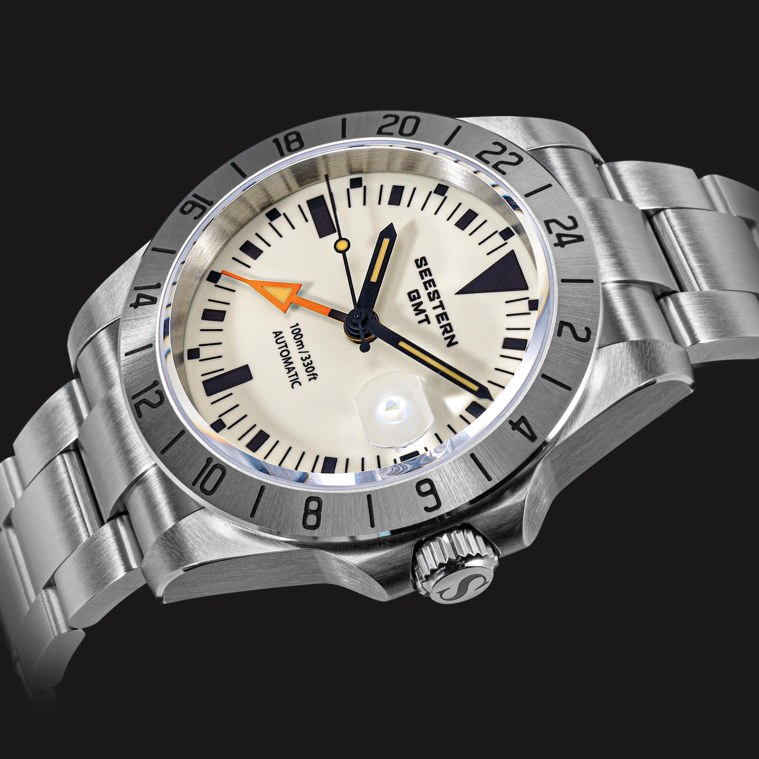 Sugess BB GMT S436-2.L - Orologio meccanico da uomo, in vetro zaffiro, 100 m