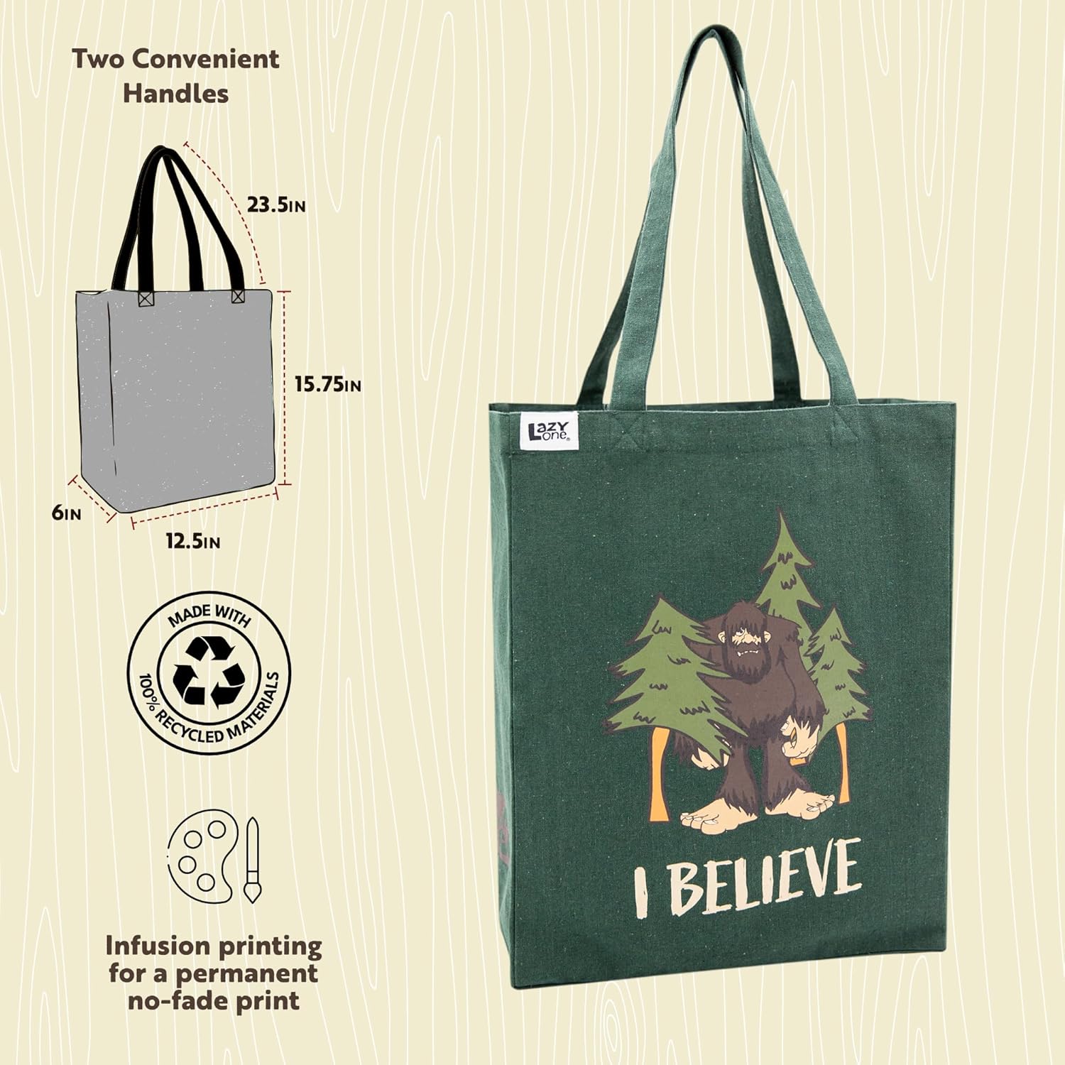 Lazy One Canvas Tote Bag, Novelty Tote Bag for Women and Men, Reusable Shopping Bags, Perfect for Shopping, Travel and Work - Image 5