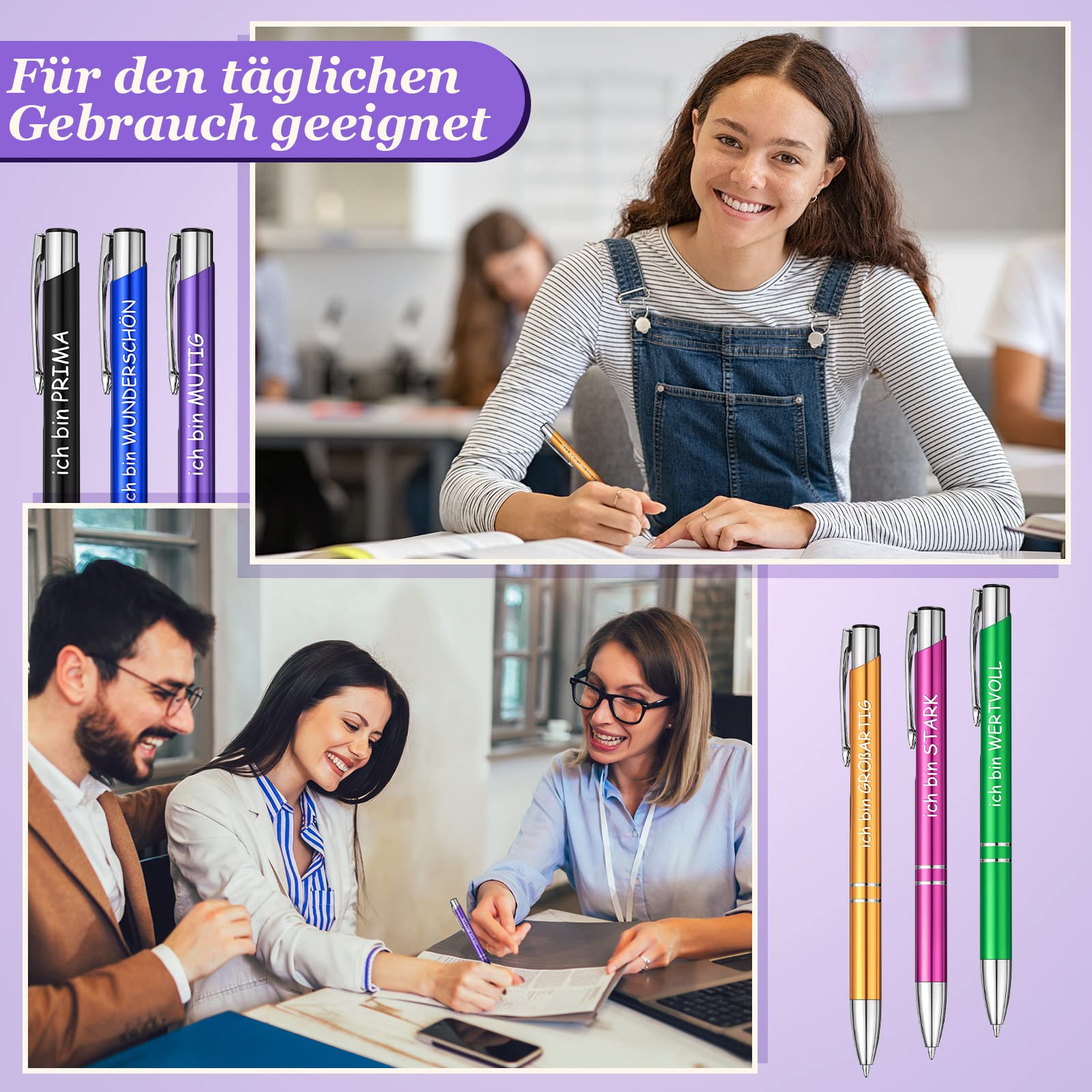 C.R. Gibson Kugelschreiber-Set, 4 Stück Mit Humorvollen Sprüchen – In Grün & Blaugrün, Weißer Schrift