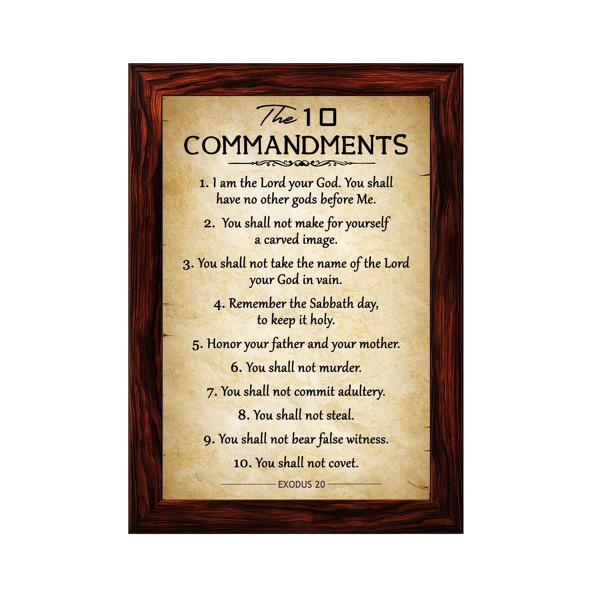 SELIGMANN® Bible Verses Ten Commandments Framed - Bible Verses Wall Decor for Prayer Room Living Room Office - Christian Home Decor (17x12 inches)-image-34