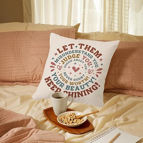 Miniatura 4 de NATSUNO Fundas de almohada Let Them Keep Shining, fundas de almohada inspiradoras de 18 x 18 pulgadas, fundas de almohada con cita inspiradora,