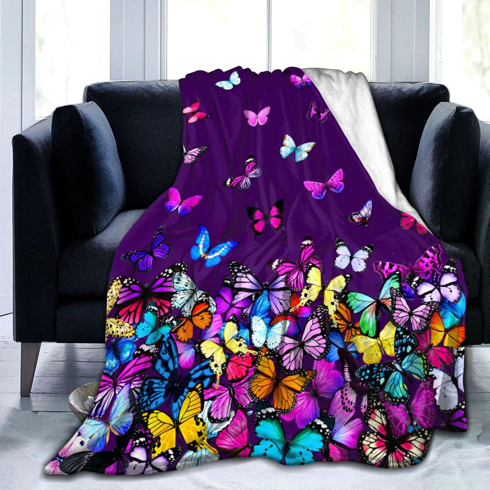 Butterfly Blanket Beautiful Butterfly Throw Blanket Ultra Soft Blankets Lightweight Cozy for Bed Couch Sofa 80"x60"