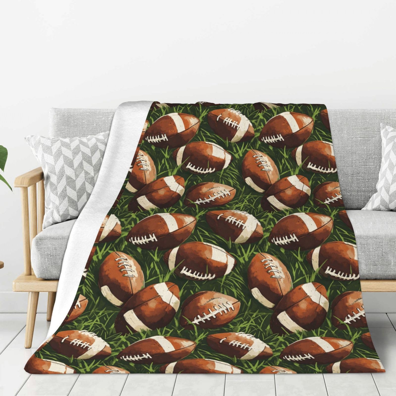Couverture légère et confortable en flanelle premium motif vintage football