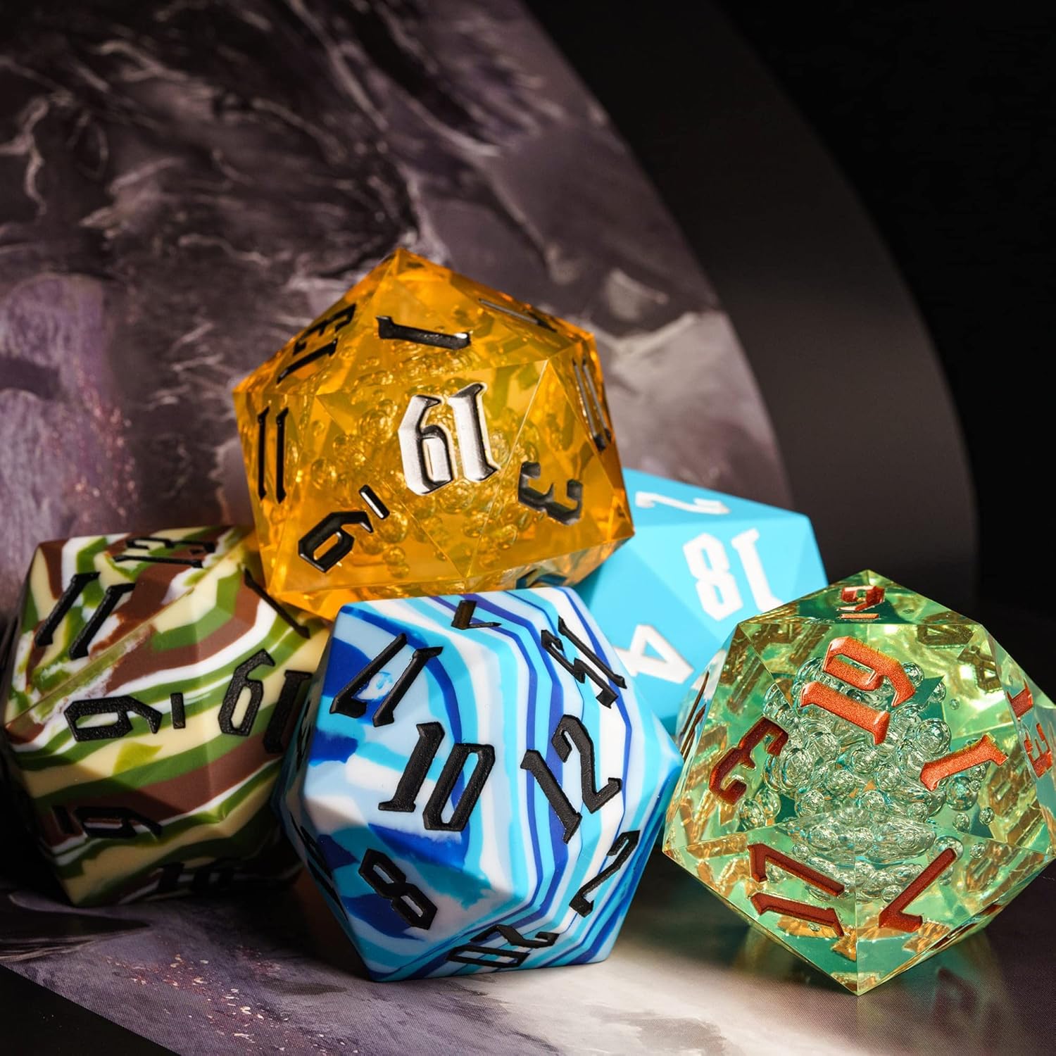 55mm Silicone D20, Single 20 Sided Dice Giant D20 Large D20, Camo Colors, Soft & Comfortable Touch, Perfect Bouncer, for D&D RPG Bar Pub Club Party Games(Forest Camo)