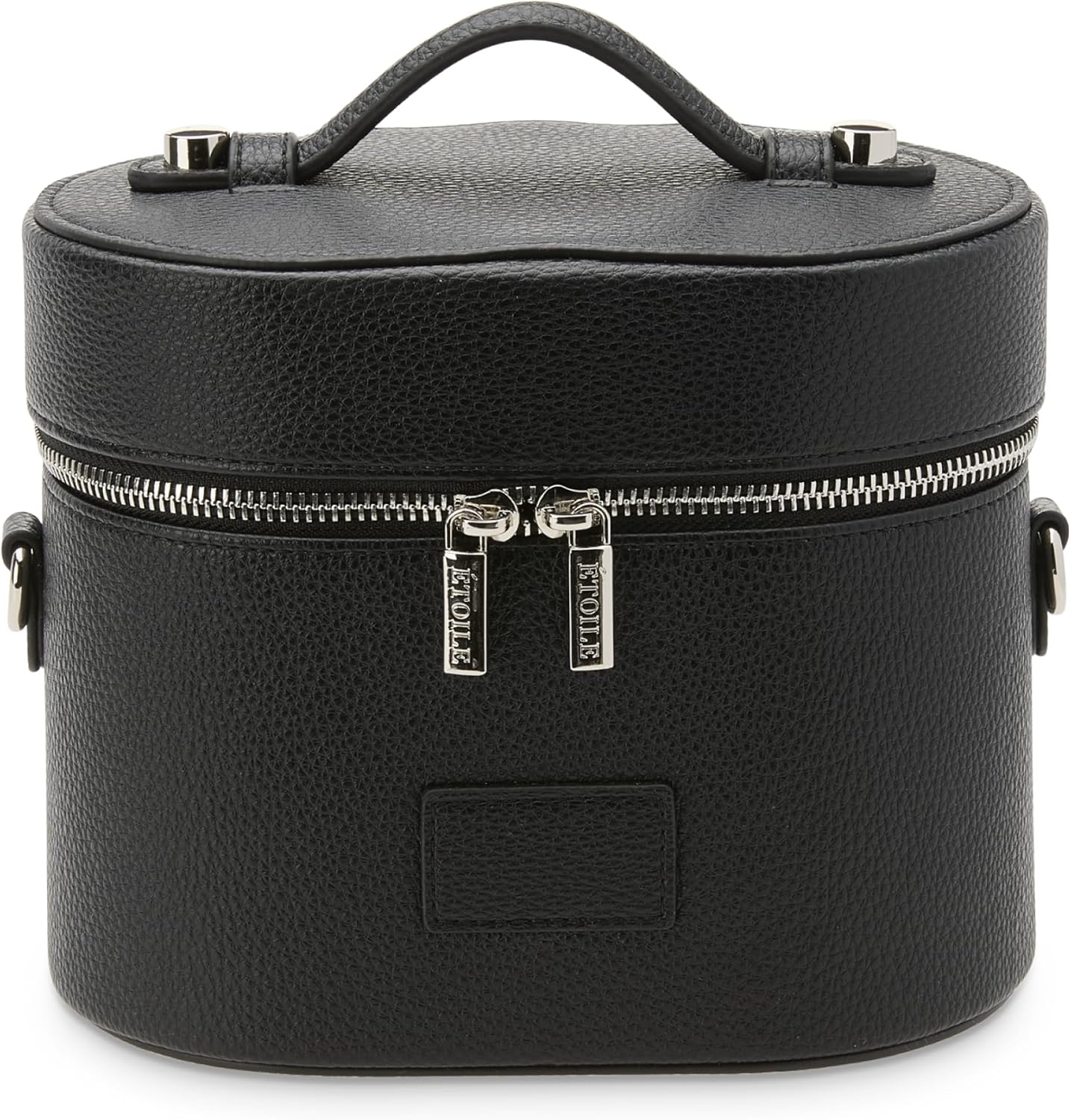 ETOILE – Oval Toiletry Case – Travel Makeup Bag Organizer with Shoulder Strap and Removable Divider, Black, Mini Cosmetic Travel Case