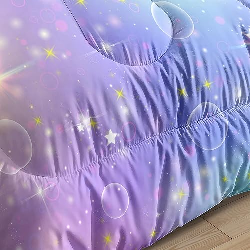 Miniatura 6 de CAFCIOYG Juego de edredón de galaxia tamaño matrimonial, juego de ropa de cama de galaxia morada, para decoración de dormitorio de niñas, para todas