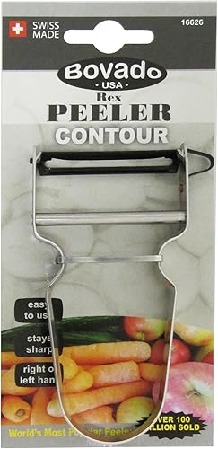 Miniatura 2 de Pelador de verduras de aluminio con cuchillas de fabricación suiza y mango ergonómico de plástico antiadherente, para papas, todas las frutas y