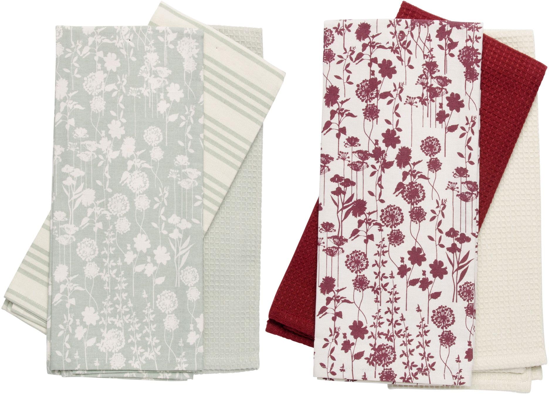 Home Essentials & Beyond Assorted 3 Pack SPRIGS and Stems SAGE Green Combo Towel