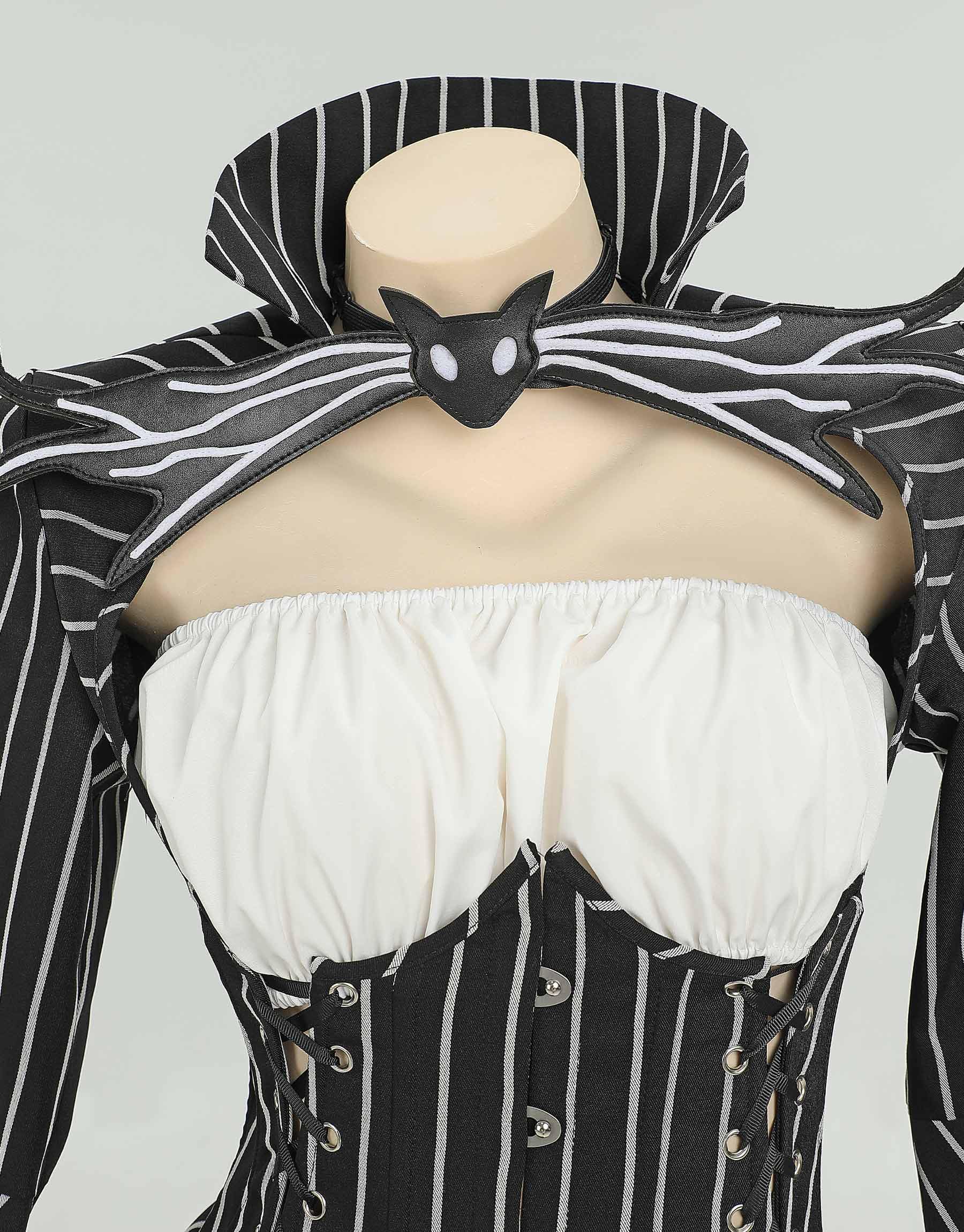 MEOWCOS Halloween Cosplay Costume Gothic Long Sleeve Tube Top with Skirt and Gloves