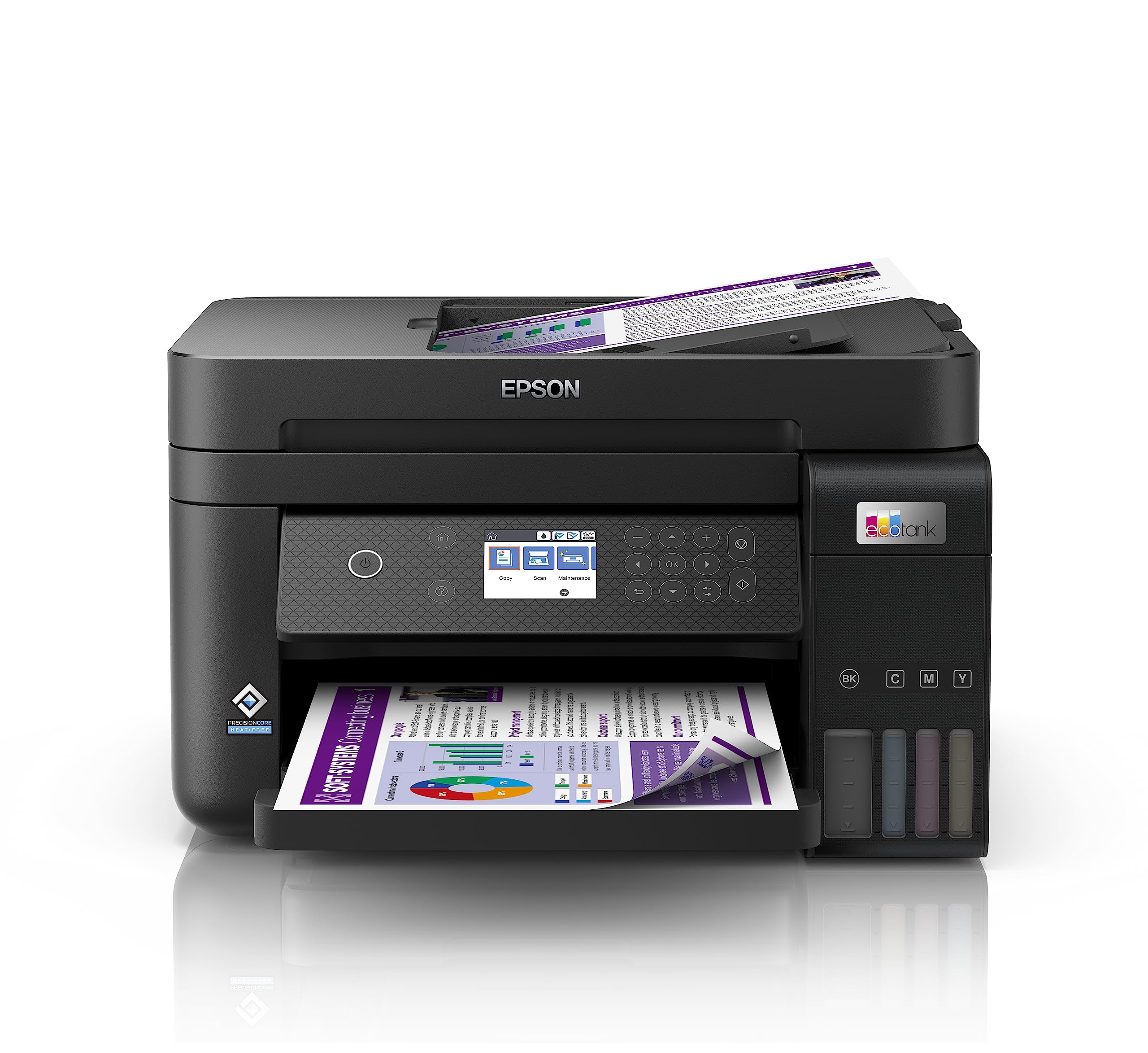 Epson EcoTank ET-3850, Impresora WiFi A4 Multifunción 3en1 con Depósito Tinta Recargable, Impresión Doble Cara (Dúplex), Alimentador Documentos (ADF), Pantalla LCD, Bandeja Frontal, Mobile Printing
