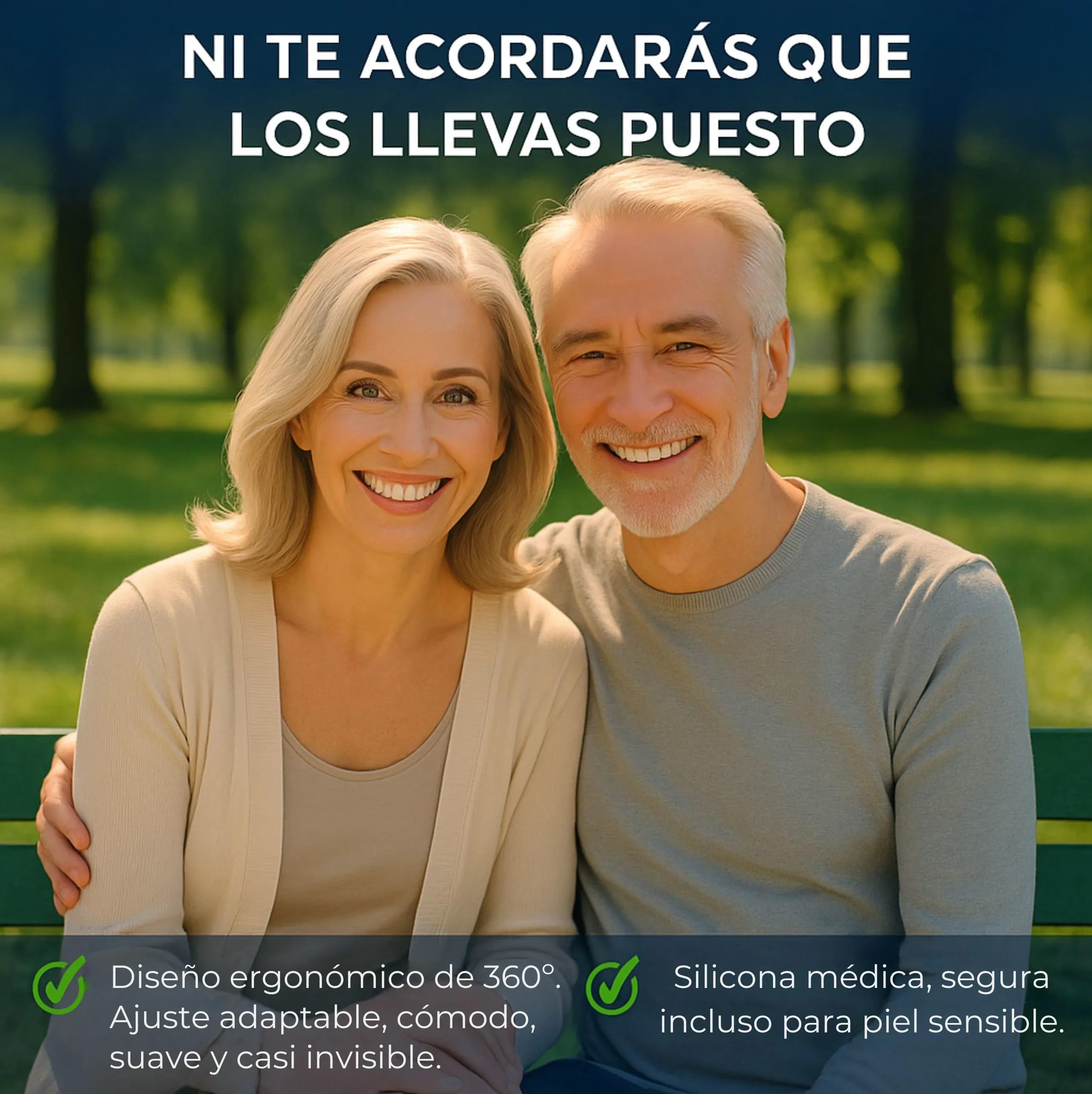 Genzo Amplificador de Sonido Personal Recargable (2 Unidades) - Ultraligero (Solo 3.9g) - Retroauricular (BTE) - Volumen Ajustable - Base de Carga Magnética - hasta 40 Horas de Autonomía