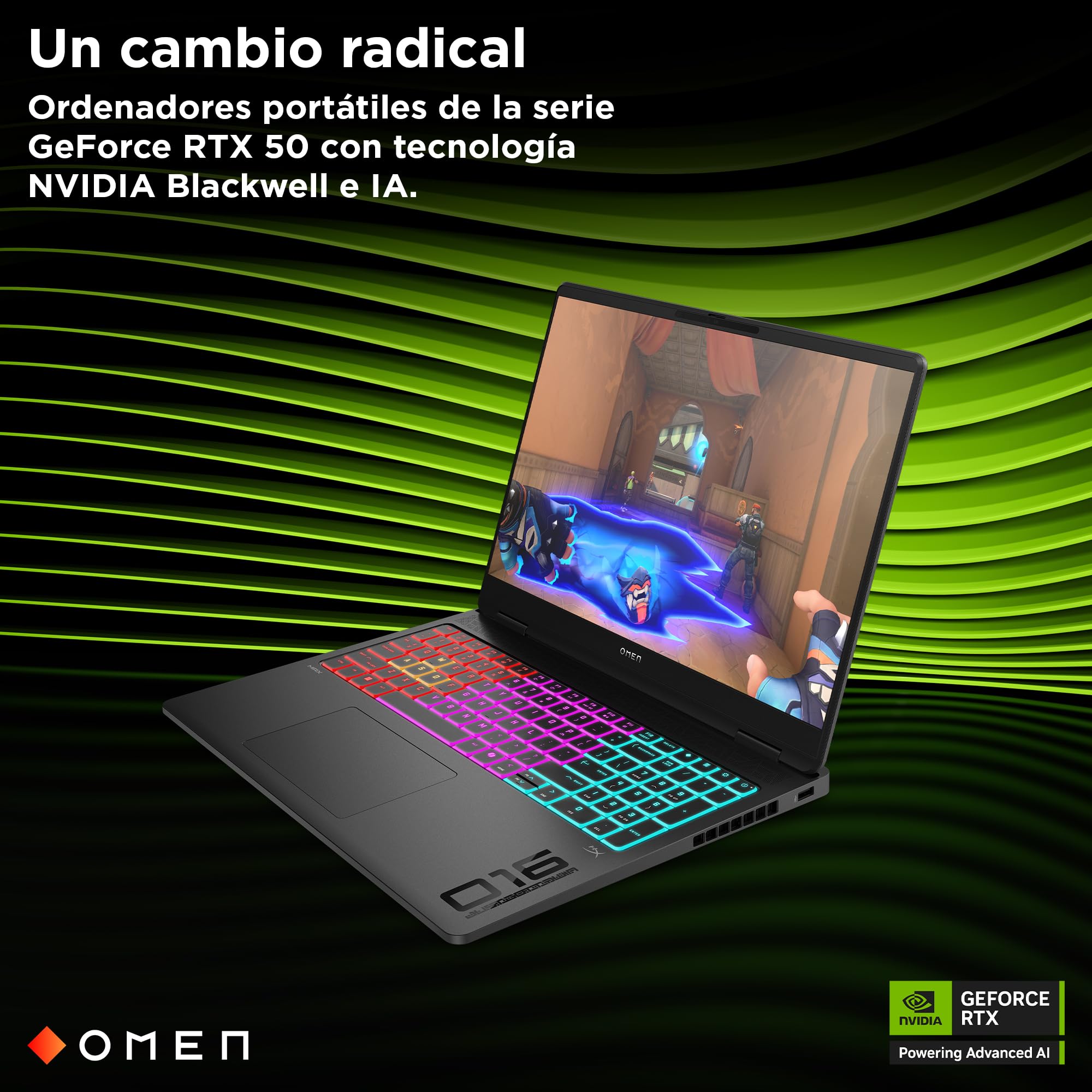 HP OMEN MAX - Ordenador Portátil Gaming de 16" OLED 240Hz (Ultra 7-255HX, 32GB RAM, 1 TB, NVIDIA GeForce RTX 5070 8GB, FreeDos) Negro - Teclado QWERTY Español