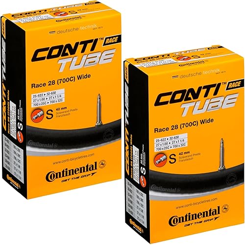 Continental Race 28" Wide 700x25-32c Inner Tubes - 42mm Presta Valve (Pack of 2 w/Conti Sticker)