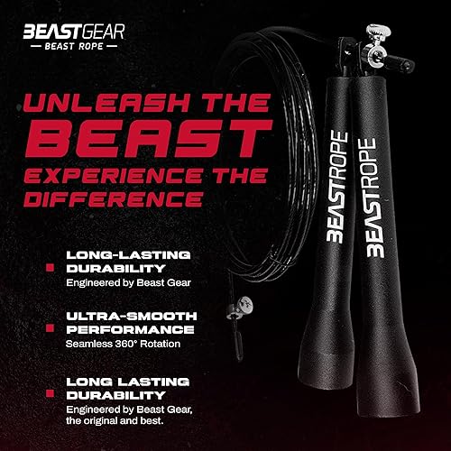 Miniatura 3 de Beast Gear Cuerda de salto de velocidad  Cuerdas de salto de entrenamiento para fitness, ejercicio cardiovascular, HIIT, MMA, Muay Thai y boxeo