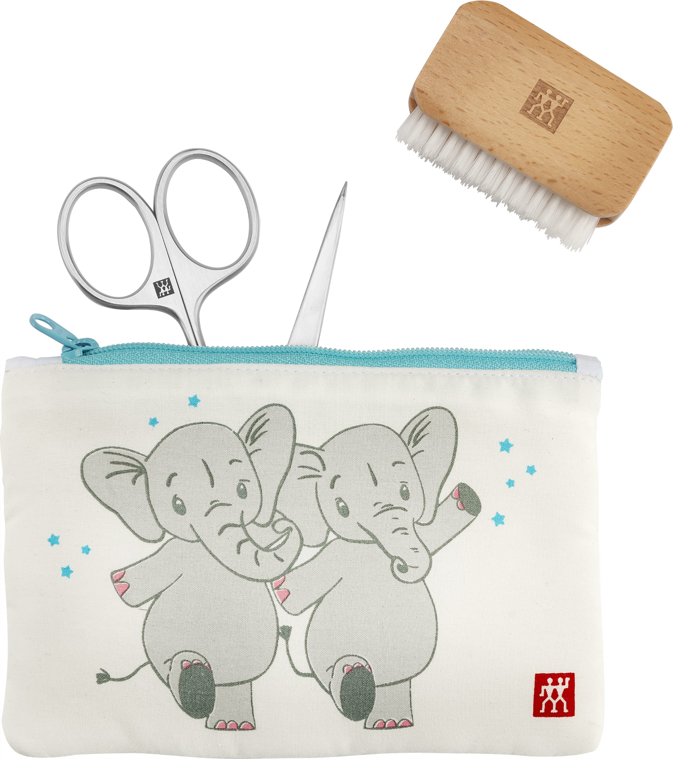 ZWILLING Juego de tijeras para uñas de bebés y niños (para el cuidado seguro de las uñas, juego de 3 piezas con lima y cepillo de uñas, set de regalo), premium, blanco