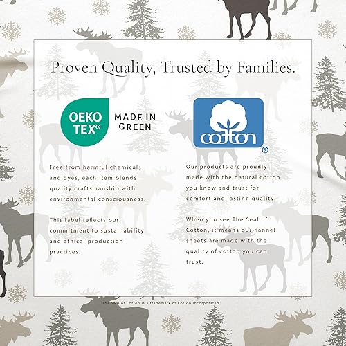 Miniatura 4 de Great Bay Home - Juego de sábanas de franela de 3 piezas, tamaño individual, 100% algodón turco estampado, doble cepillado, ultrasuaves, acogedoras,