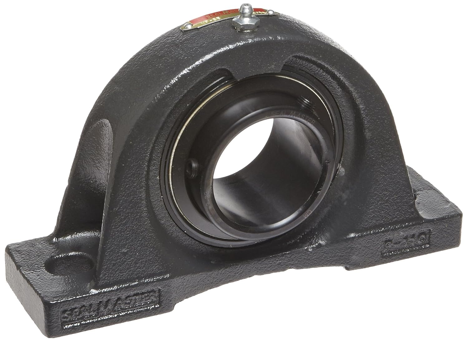 Sealmaster NP-35 Pillow Block Ball Bearing, Non-Expansion Type, Normal-Duty, Regreasable, Setscrew Locking Collar, Felt Seals, Cast Iron Housing, 2-3/16" Bore, 2-1/2" Base to Center Height, 6-3/4" Bolt Hole Spacing Width