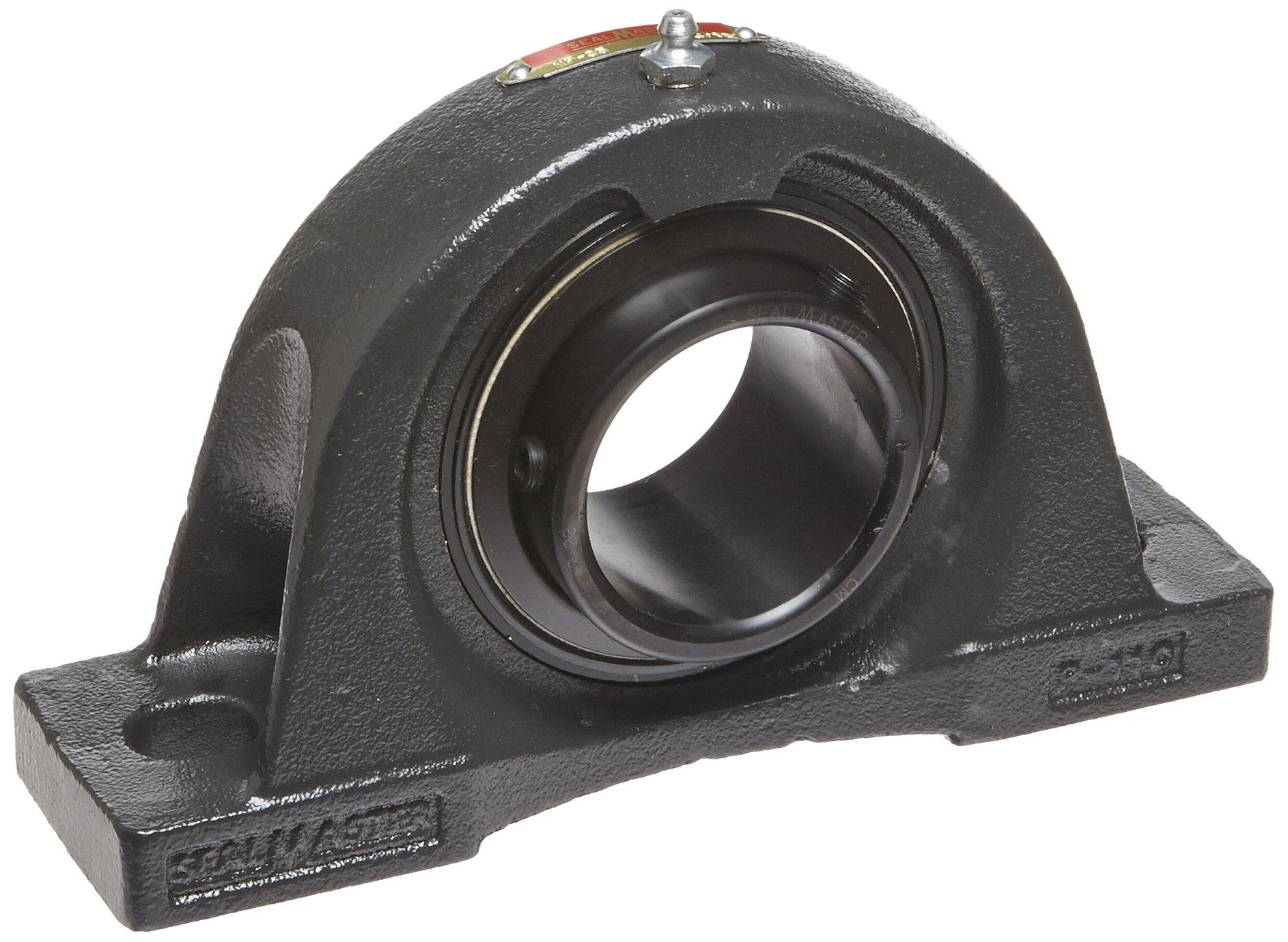 Sealmaster NP-35 Pillow Block Ball Bearing, Non-Expansion Type, Normal-Duty, Regreasable, Setscrew Locking Collar, Felt Seals, Cast Iron Housing, 2-3/16