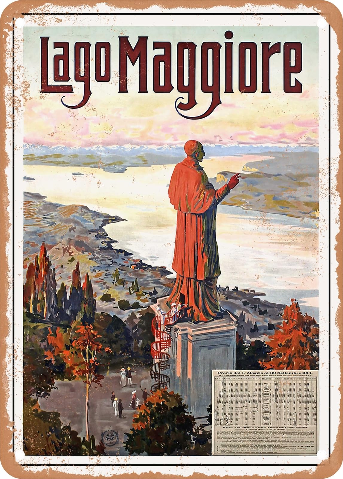 Miaomansenstore Metal Sign - 1914 Lake Maggiore Timetable Vintage Ad Home Decor